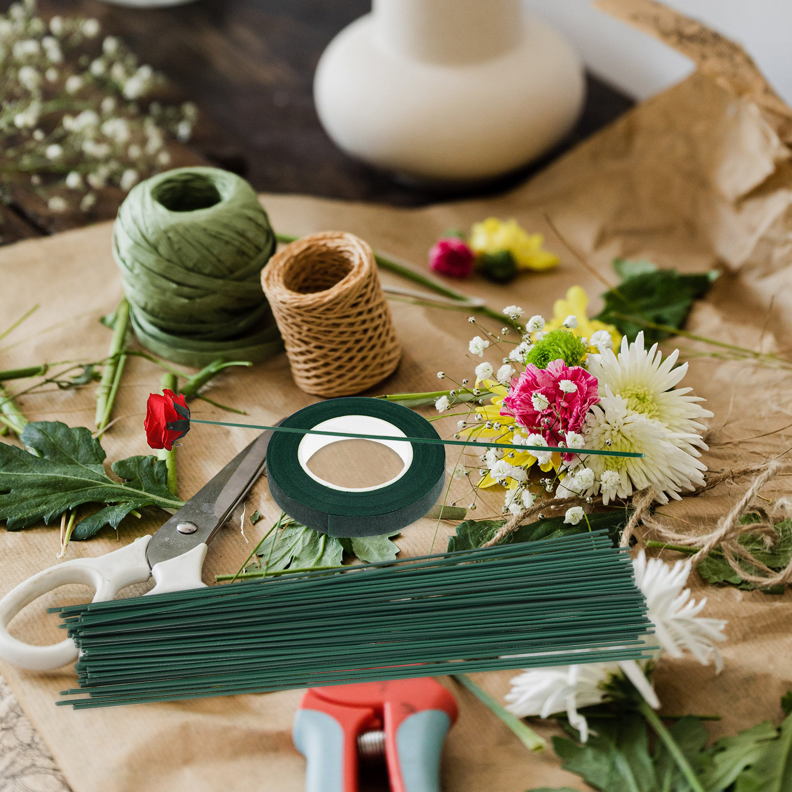 1Set Green Floral Wire Stems w - مراجعة Wire Stem Florist وسعره