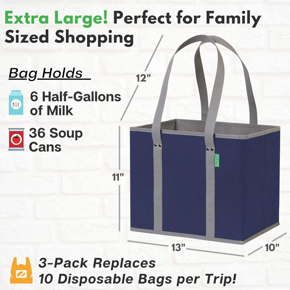Reusable Grocery Bags (3 Pack) - مراجعة B&J Florist Supply Nyc وسعره
