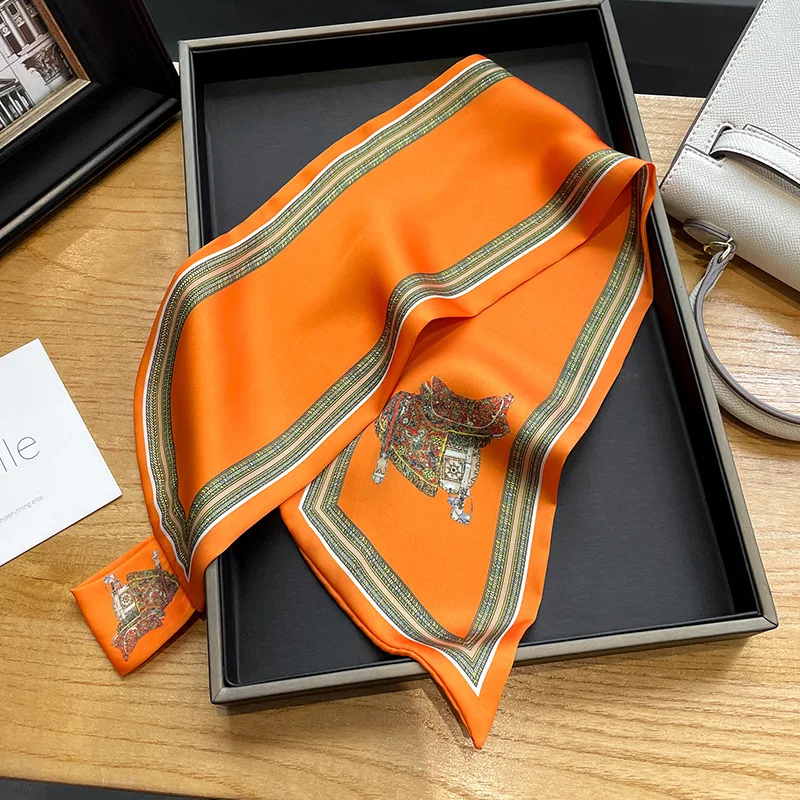 Retro Print Skinny Silk Scarfs - مراجعة Ribbon Wired Satin وسعره
