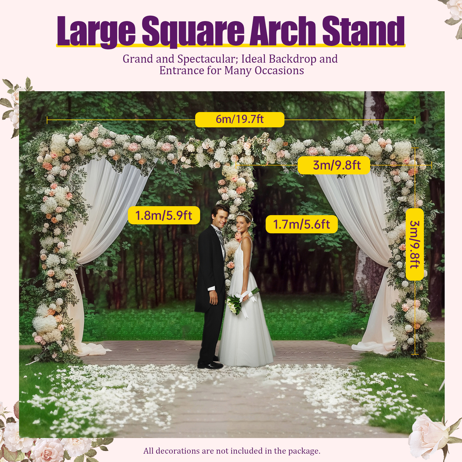 3x6m/10x20ft Metal Wedding Arc - مراجعة Florist Supp وسعره